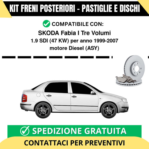 Kit freni posteriori per - posteriori, skoda