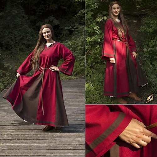 Abito medievale rosso marrone - abito,