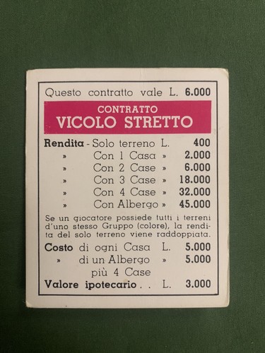 Carta vicolo stretto monopoli - carta,