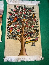 tappeto di lana pittorica floreale arazzo epoca tabriz uccelli albero