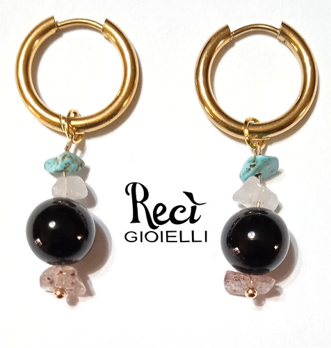Orecchini unisex con pietre - orecchini,
