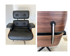 POLTRONA Chaise Longue Lounge Chair + Pouf Ottoman pelle e legno SUPERIOR Eames