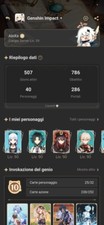 ACCOUNT EU GENSHIN IMPACT AR59; 187 wish da parte CONTATTATEMI PER PIÙ INFO