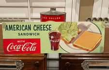 Coca-Cola anni '50 - INSEGNA CARTACEA PANINI FORMAGGI AMERICANI CON COCA COLA 1957