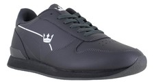 Scarpe da ginnastica sportive Crown King da uomo in pelle grigio scuro stringate verde corona bowling