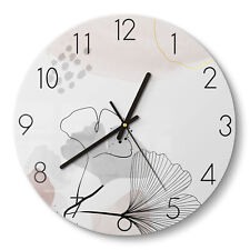 Orologio in vetro DEQORI 'Banner Gingko decorativo' orologio da parete orologio in vetro silenzioso, di Ausf.