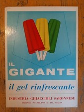?TARGA CARTONATA PUBBLIC. GELATI IL GIGANTE VINTAGE ANNI '60☆ICE CREAM TIN ??
