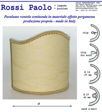 Paralume semiluna ventola veletta materiale effetto pergamena antica con bordo