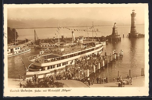 Lindau porto con motonave - lindau,,