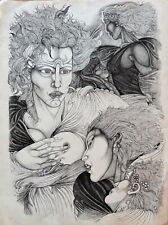 Giuliano Pini litografia Figure Femminili 80x60  firmata con dedica '90