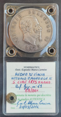 Lire 1875 milano scudo - 1875, re