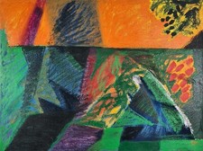 TOGO (Enzo Migneco) - Vigneto e mare 80x60 cm Olio su tela Espressionismo