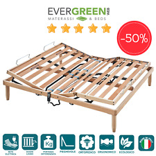 Rete Matrimoniale Elettrica 140x190 a Doghe in Legno Ortopedica Alzata Motorizza