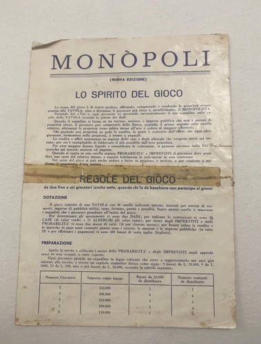 Regolamento monopoli vintage - monopoli,
