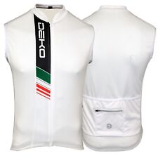 Maglia smanicato senza maniche estivo traspirante con zip bianco tricolore
