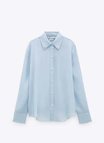 Camicia zara seta azzurro ref - camicia,
