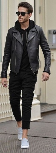 Giacca moto uomo biker nera - giacca,