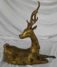 Cervo a riposo Scultura in bronzo dorato PERSIA ‘800 OTTOCENTO cm 58x18x55