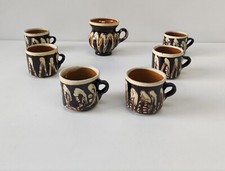 Servizio da thè caffè anni 50 tazze vintage e brocca ceramica marrone smaltata