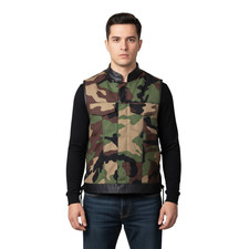 Gilet Motociclista Stampa Militare Mimetico Pelle Pizzo Gilet Gilet Moto