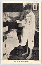 Cartolina d'epoca umoristica 1908 spesso nella notte elegante uomo con bambino