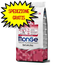 MONGE CANE CROCCHETTA ALL BREEDS PUPPY & JUNIOR MANZO E RISO 12 KG