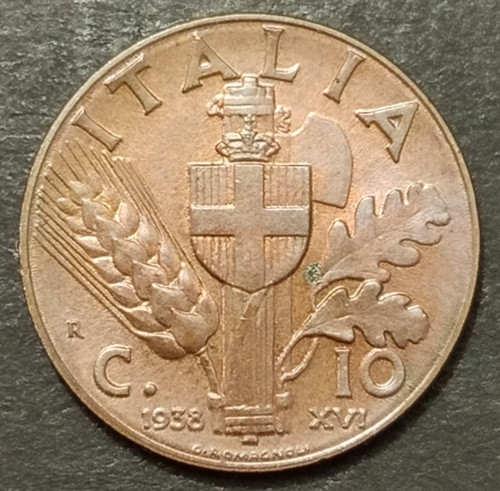 Centesimi lire 1938 - 10, fdc