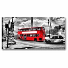 Londra - Quadro Moderno su Tela Citta Bianco Nero Rosso 90x45 Soggiorno Ufficio