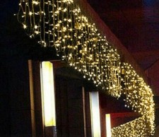 Tenda Luminosa Natalizia BIANCO CALDO PROLUNGA Pioggia Luci 10mt x 60cm 288 Led