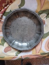 Piatto Peltro Punzonato Antico