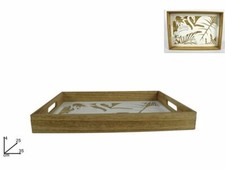 x Vassoio Rettangolare Fantasia Tropicale In Legno dfh