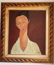 Quadro  Dipinto A Mano Su Tela Stile Modigliani