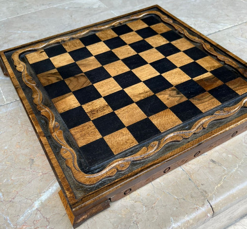 Scacchiera vintage noce - scacchiera,