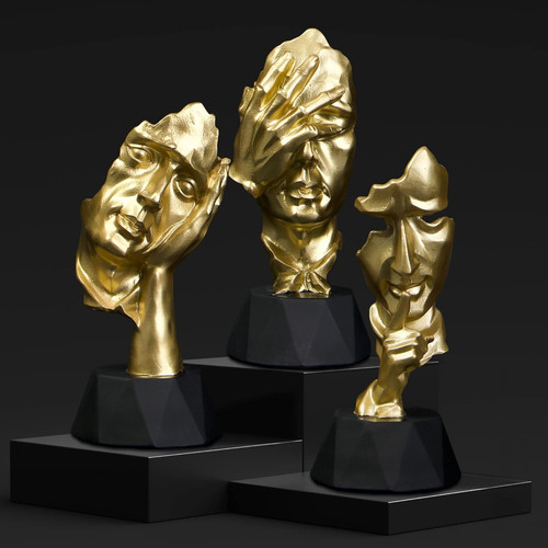 Silenzio scultura oro - d'oro, e