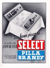 PUBBLICITA' 1953 PILLA VENEZIA APERITIVO SELECT  BRANDY PRANZO TAVOLA CIGNETTI