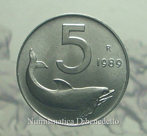 Repubblica 5 lire 1989 - repubblica,