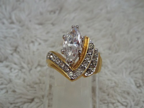 Anello cocktail con strass - da,
