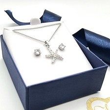 PARURE DONNA SET COMPLETO COLLANA  STELLA MARINA + ORECCHINI ACCIAIO