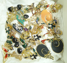 LOTTO 47 SPILLE BIJOUX VINTAGE IDEA REGALO FASHION SMALTO BIGIOTTERIA ANNI 70