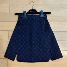 LOUIS VUITTON Logo LV Monogram Mini Gonna Corta Donna Taglia 34 Navy Originale