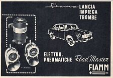 PUBBLICITA' 1961 LANCIA FLAVIA TROMBE FIAMM ROAD MASTER MODELLO UTILIZZO 