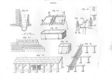 Stampa antica TINTURA TESSUTI attrezzature 1848 Old print