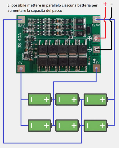 Bms 40a - 12.6v, per