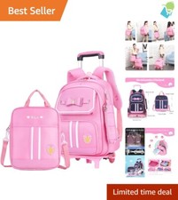 Elegante zaino rotante per bambina con carino trolley e borsa pranzo abbinata