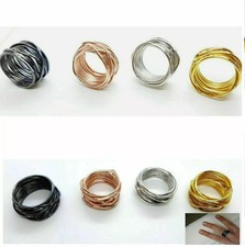 Anello in Argento da 925 fascia a Filo Regolabile della Vita di Donna con P Oro