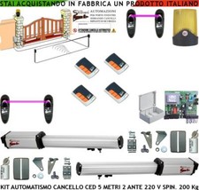 AUTOMAZIONE CANCELLO 5 MT 2 ANTE KIT CED MOTORI 220 V. 4 RADIOCOM 2 FOTOCEL FARO