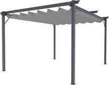 Gazebo Pergola 3 X 4 M Pergolato Con Telo Grigio Impermeabile Retrattile Richiud