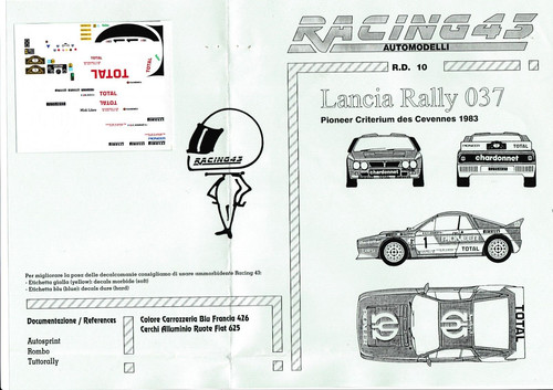 Decal lancia rally 037 - lancia,