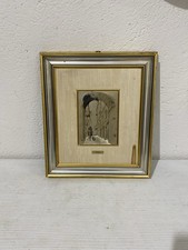 Quadro rilievo argento 800 Valenti vicolo uomo cane 37x42 13x18