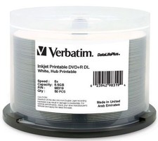 100 DVD+R DL VERBATIM 98319 8,5 GB 8X DataLifePlus bianco stampabile a getto d'inchiostro 2x50 pz